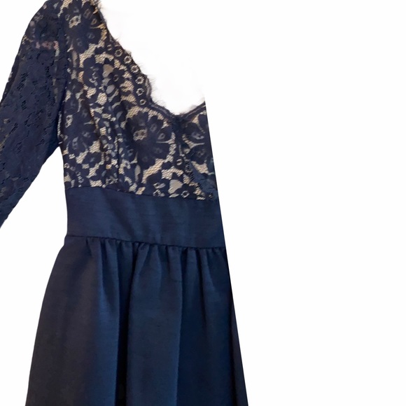 Eliza J Navy Quarter Sleeves Lace Cocktail Dress 2 - Picture 11 of 14